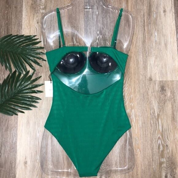 Onia Belle Rainforest Green Metallic Zig Zag One Piece Swim Suit Size Large NWT - Picture 5 of 9
